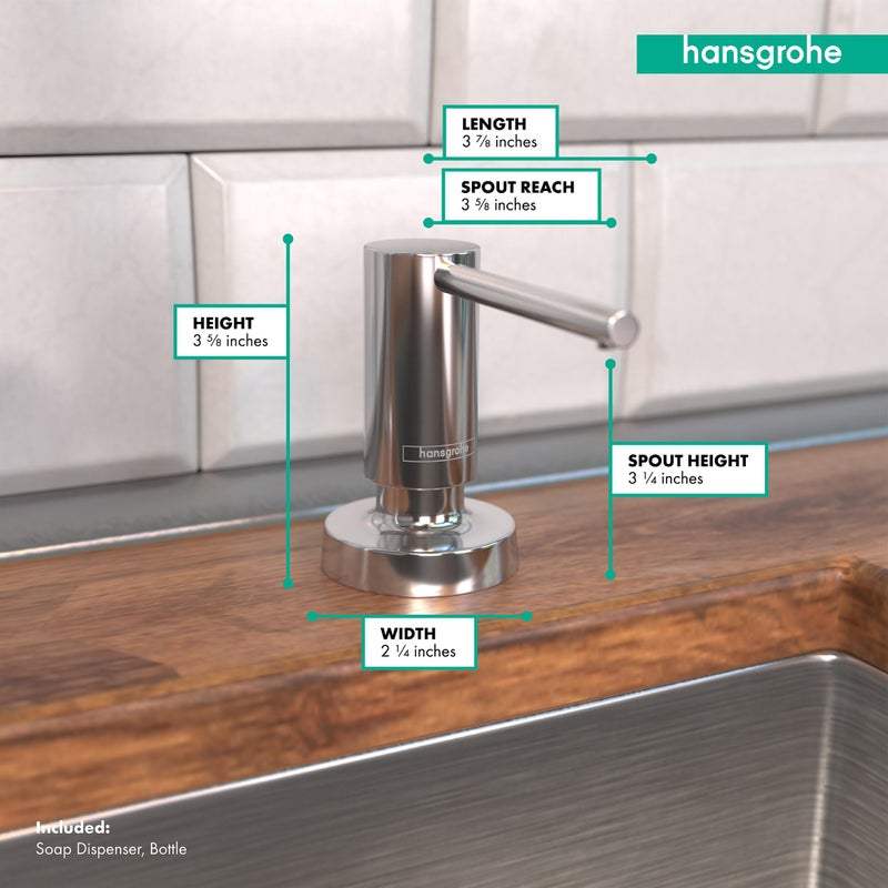 hansgrohe Talis Modern Bath and Kitchen Sink Soap Dispenser in Chrome, 40448001 - Image 4